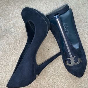 Tory Burch Shoes | Tory Burch Navy Blue Suede Heels Size 9 | Poshmark
